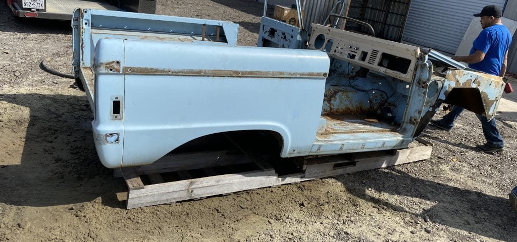 before automotive blasting on a truck